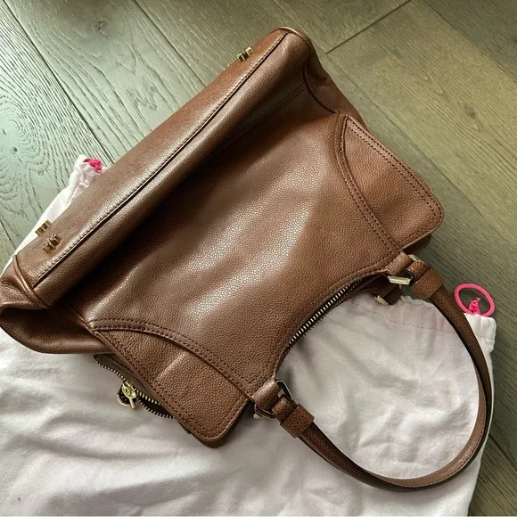 Isaac Mizrahi Brown Leather Satchel - Picture 7 of 7